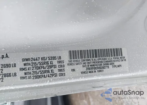 2017 Ram Promaster City Tradesman Slt z USA, uszkodzony, nr VIN ZFBERFBB3H6D90779